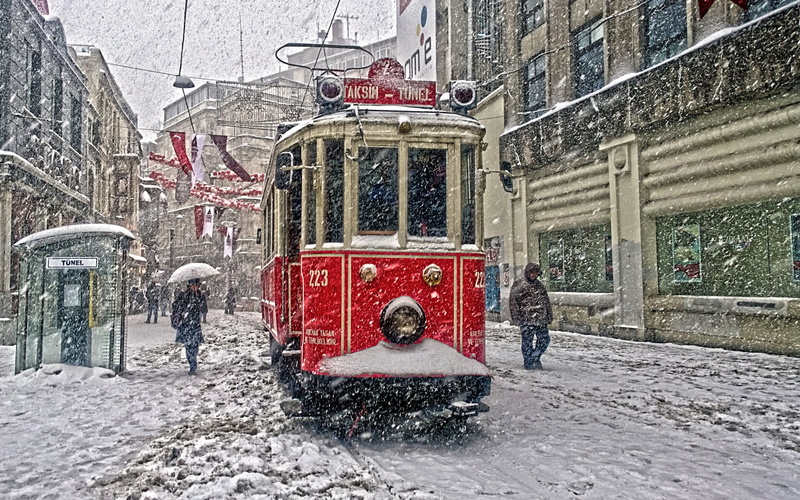 City, Tramcar, 1080P, Snowfall
