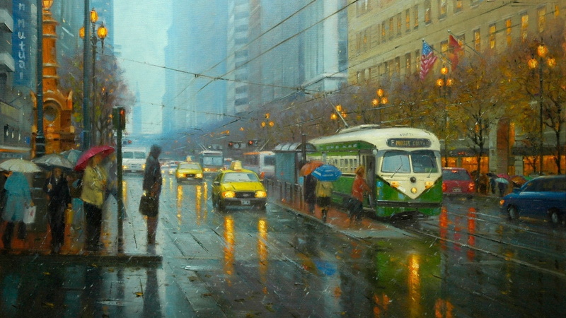 vintage, city, rain, 1080P, cityscape, San Francisco