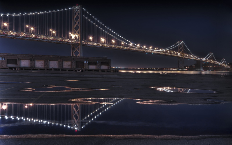 transportation, built structure, bridge - man made structure, water, bay, 2K, illuminated, engineering, river, sky, night, architecture, light, chain bridge