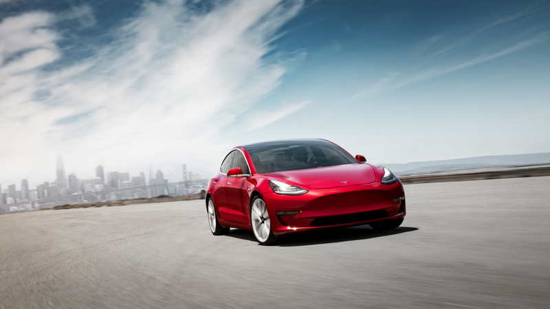 Red Car, Tesla Motors, Car, Luxury Car, Tesla Model 3, 1080P