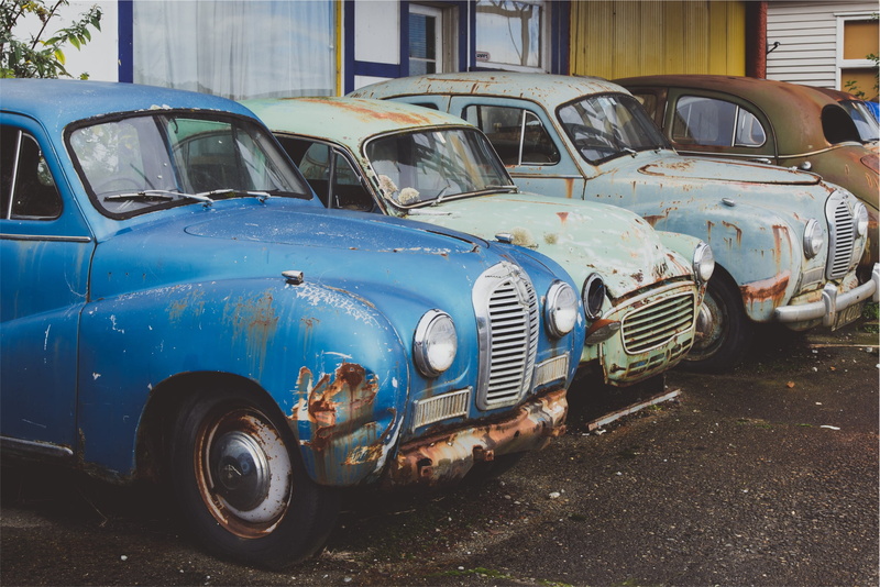 no people, painted, row, photo, obsolete, cooper, city, concrete, 1080P, landscape, rusty, motor vehicle, vehicles, abandoned, cars, blue, rust, car, metal