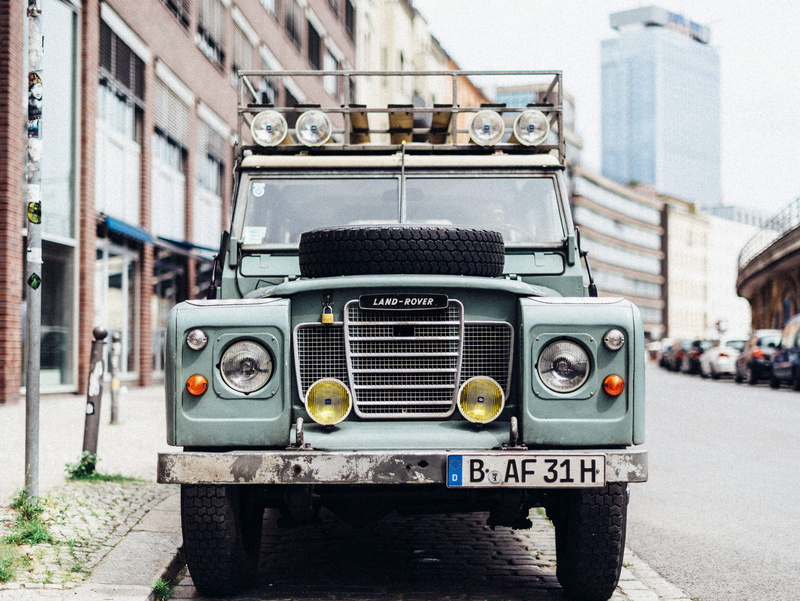 rack, rover, retro styled, day, no people, green, road, technology, truck, photography, land rover, pavement, antique, mode of transportation, vintage car