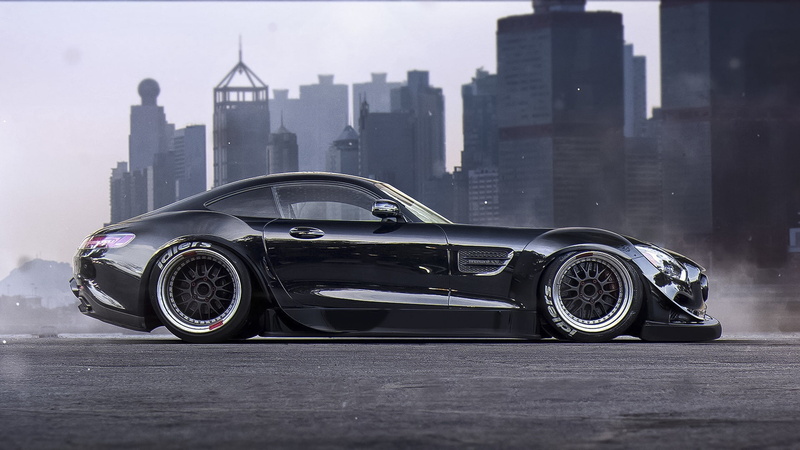 Black, 1080P, amg, s, GT, Mercedes, Benz, View, Supercar, Side