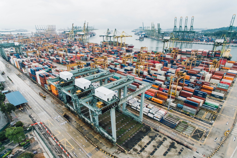 commercial Dock, transportation, wharf, nature, mode of transportation, aerial, machinery, city, pier, travel, high angle view, export, crane - Construction Machinery