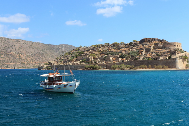 greece, crete, water, mountain, tranquil scene, nautical vessel, sailboat, sky, island, sea, 4K, outdoors, nature, leprosy island, land, waterfront, mode of transportation