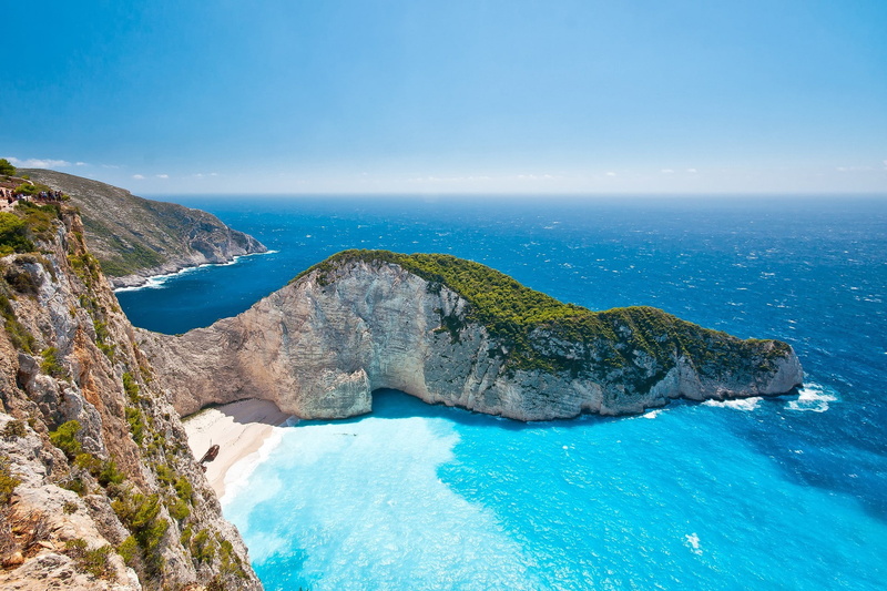 day, tranquil scene, rock formation, blue, horizon over water, horizon, cliff, clear water, idyllic, land, rock, water, formation, beauty in nature, no people