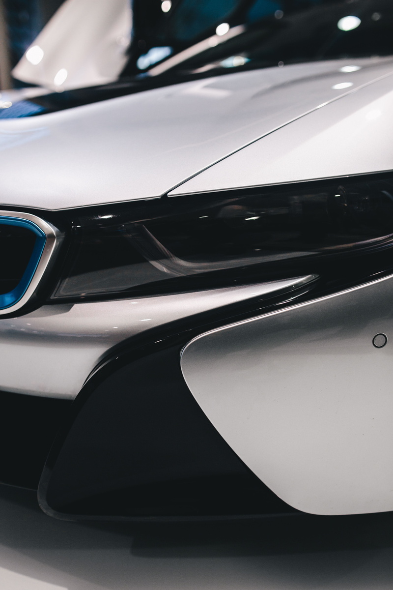 day, outdoors, speed, bmw, side view, car, hybrid, shiny, stationary, vehicle light, mode of transportation, reflection, eco, BMW i8, Silver, auto, modern
