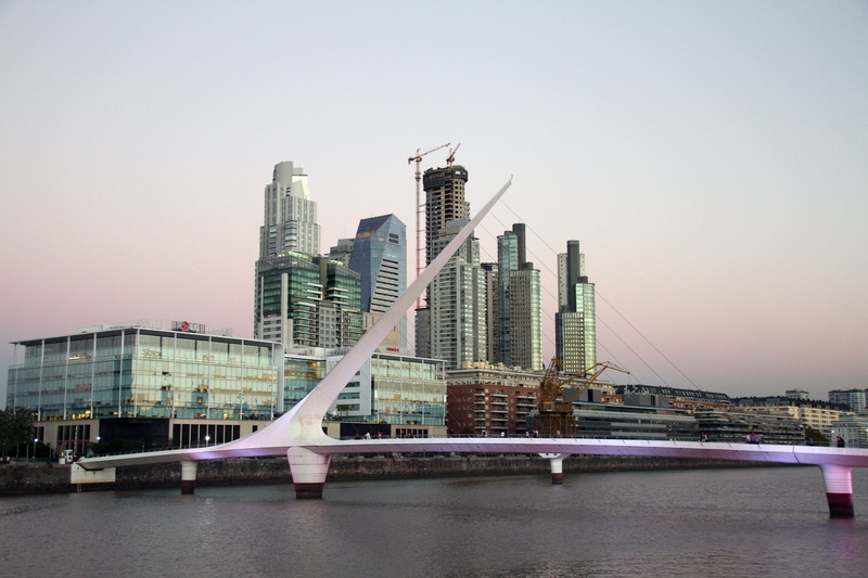 modern, sky, no people, 5K, city, buenos aires, connection, landmark, water, outdoors, bridge, built structure, financial district, building, bridge - man made structure