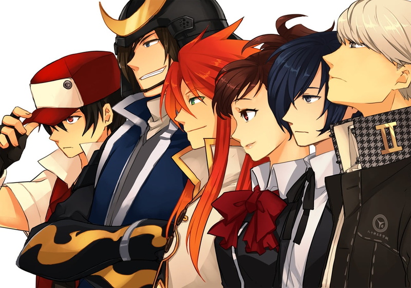 outdoors, side by side, no people, in a row, still life, sale, close-up, day, security, representation, characters, 720P, choice, Persona 3, Sengoku Basara Judge