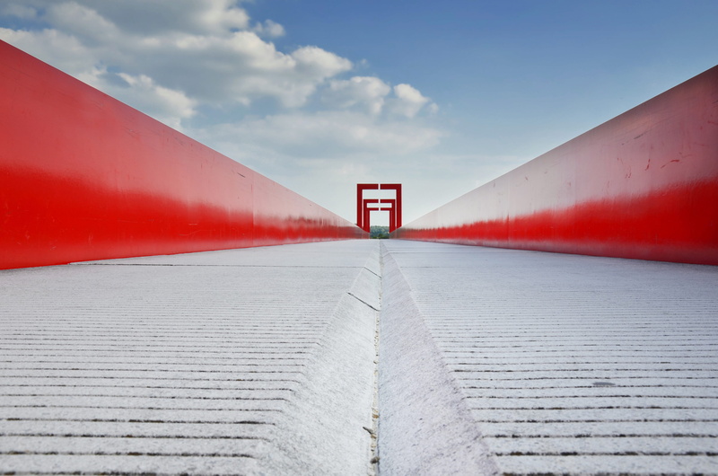 pont, metal, transportation, architecture, lignes, bridge - man made structure, the way forward, perspective, axe-majeur cergy-pontoise, direction, vanishing point