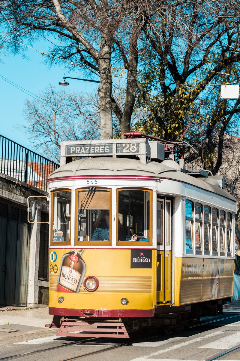 tower, street, tramway, building exterior, train, city, neighborhood, tram, nature, person, vehicle, public transportation, tree, land vehicle, trolley