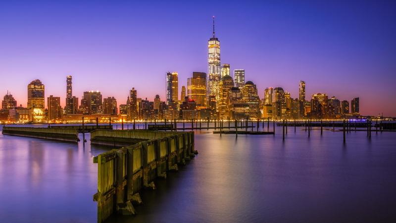 new york city, new york, reflection, cityscape, nyc, landmark, manhattan, evening, dusk, skyscraper, united states, metropolis, 4K, usa, lower manhattan