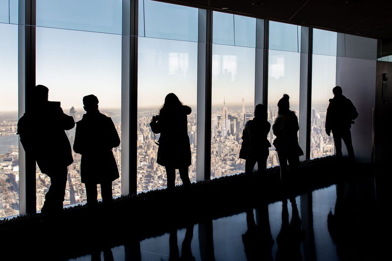 4K, dom tower, group, reflection, city, manhattan, transparent, new york, travel, silhouette, lifestyles, built structure, one world trade center, medium group of people
