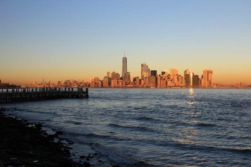 skyscraper, architecture, dom tower, skyline, 5K, united states, waterfront, financial district, sea, modern, sunset, water, nature, clear sky, no people