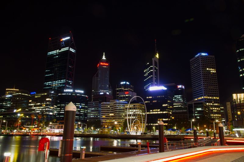 night, urban skyline, perth wa, perth australia, long exposure, night ...