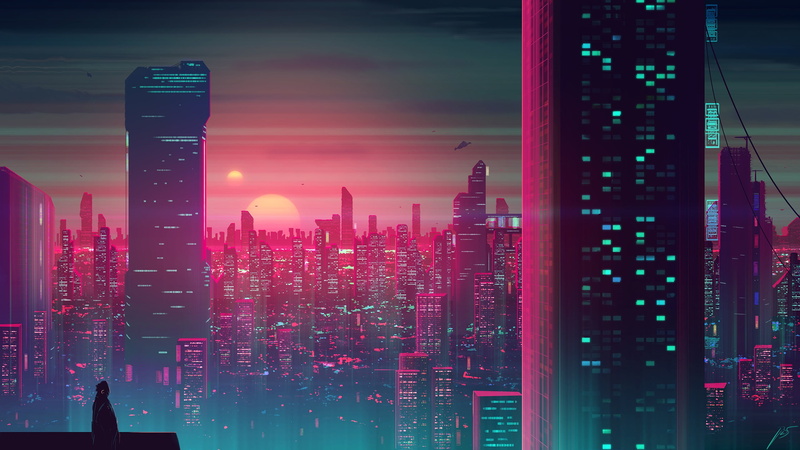 City, Futuristic, Sci Fi, 2K, Building, Skyscraper, Sunset