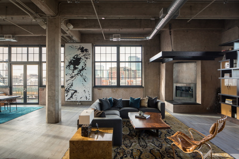 Denver, living room, fireplace, 2K, Colorado, interior, Industrial loft