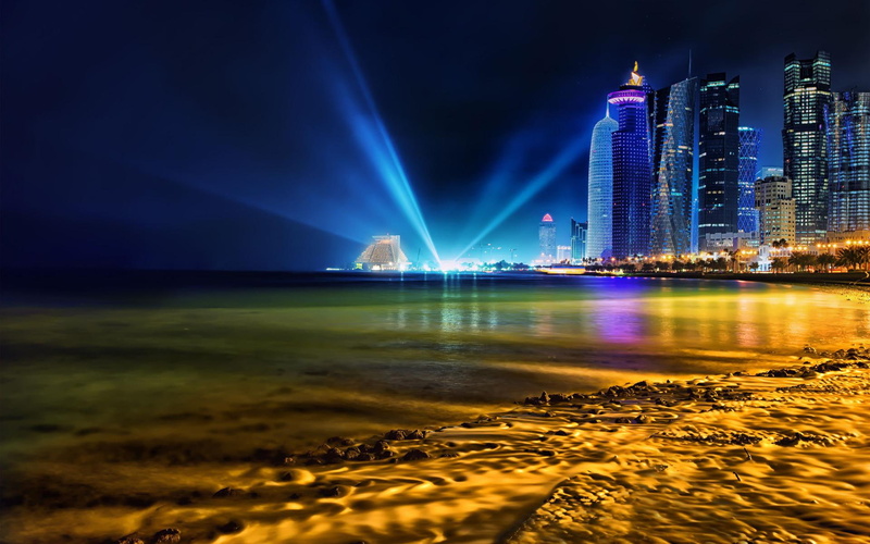 qatar, lights, 1920x1200, doha, night, photograph, 1080P, world, city