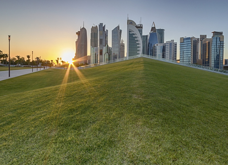 tall - high, green grass, outdoor, building, green color, architecture, park, sky, nature, outdoors, modern, plant, no people, landscape, sunset, cityscape