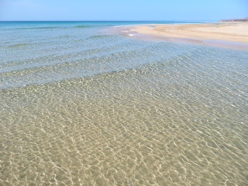 shallow, tranquil scene, tranquility, beach, relaxation, idyllic, horizon, fuerteventura, scenics - nature, no people, ocean, nature, travel destinations