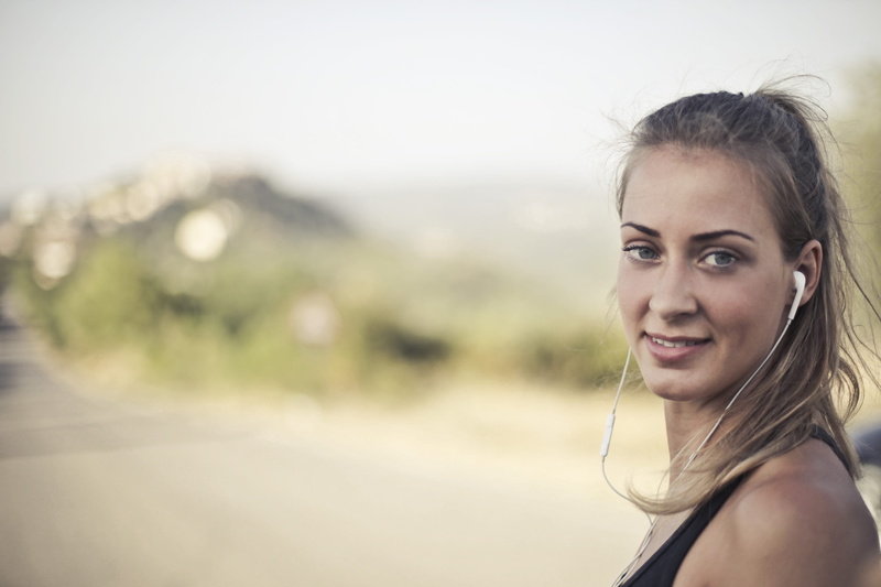 young adult, headphone, jogging, white, camera, smile, Music, Ear, beautiful woman, run, 2K, adult, earphones, long hair, outdoors, Girl, 25-30 Years
