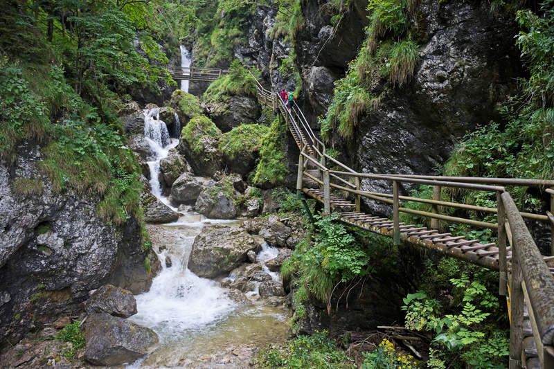 web, waterfall, waters, rock - object, quaint, stream - flowing water, wooden bridge, gorge, mountains, beauty in nature, outdoors, bridge, sidewalk ladder