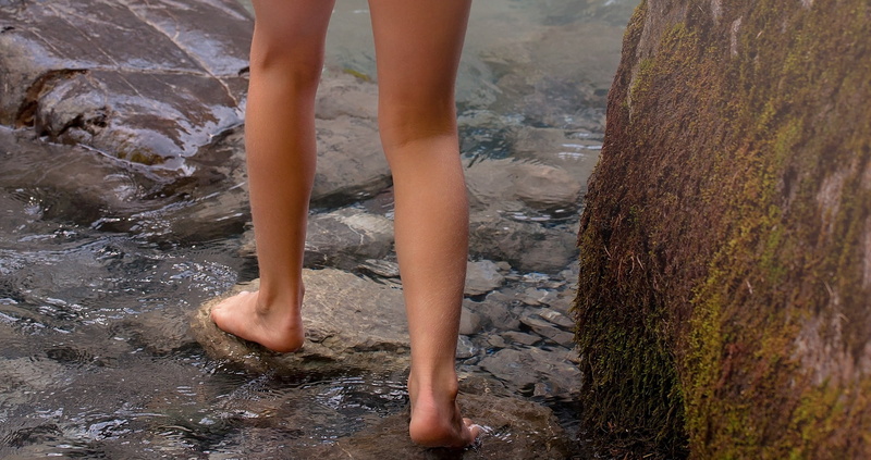 leisure activity, people, one person, water, women, wet, outdoors, day, walking, lifestyles, legs, body part, bach, human Leg, 1080P, summer, stones, close