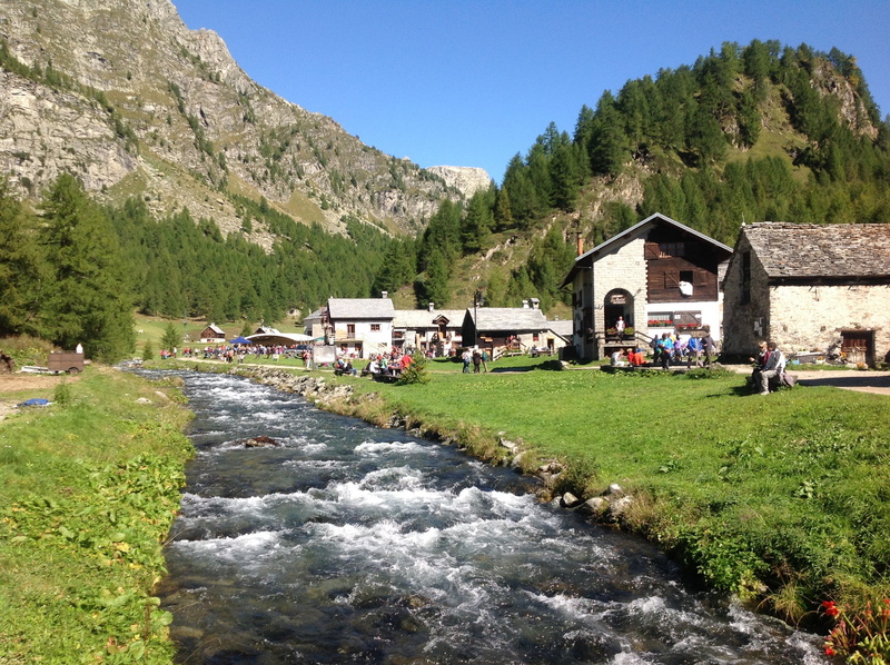 feast, torrent, green color, water, flowing water, architecture, nature, grass, tree, built structure, plant, house, building, mountain, land, devero, building exterior