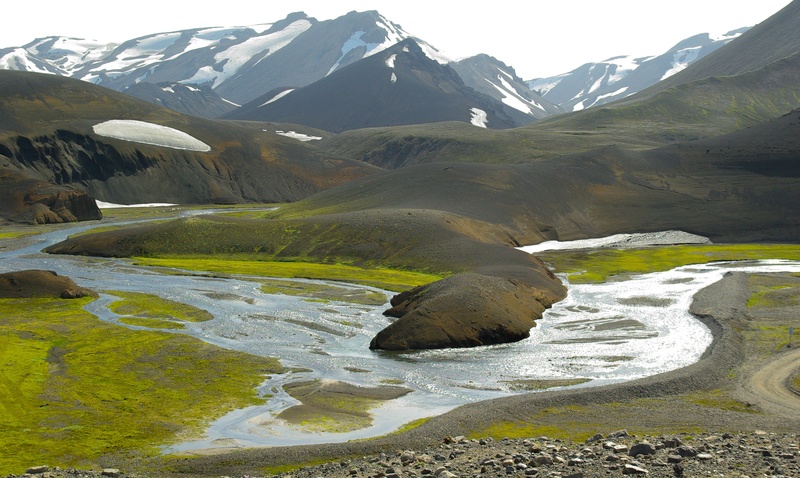lake, day, green, mountain, scenics, summer, land, mountain peak, idyllic, outdoors, snow, beauty in nature, snowcapped mountain, iceland, landscape, tranquility
