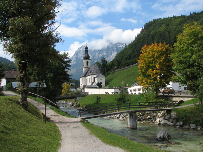 bavaria, belief, spirituality, church, footpath, mountains, architecture, 2K, day, tree, tourism, built structure, mountain, place of worship, no people