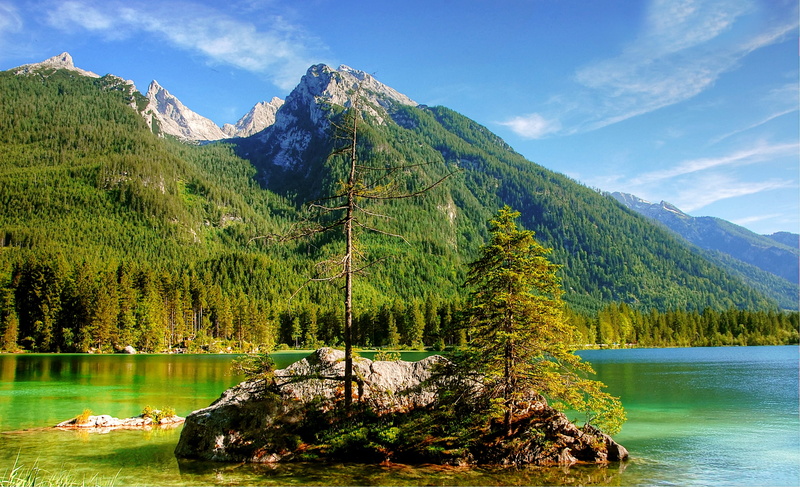 outdoors, green color, national park, sky, panorama, forest, day, summit, mountain range, upper bavaria, reflection, plant, water, summer, tree, hintersee