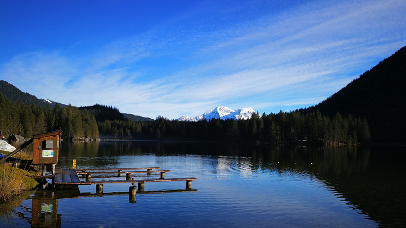 forest, water, no people, beauty in nature, tranquil scene, hintersee, scenics - nature, wood - material, day, lake, sky, hiking, recovery, relax, outdoors