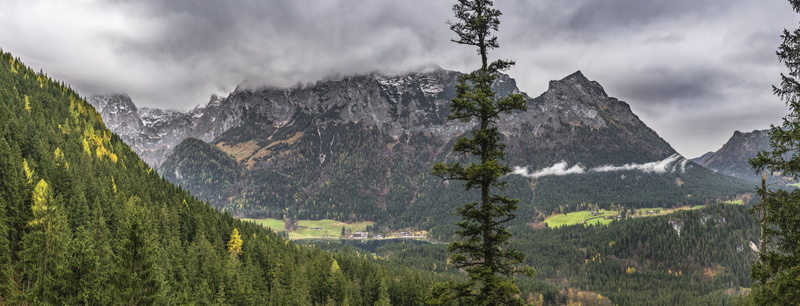 ramsau, rock, forest, alpine, plant, mountain peak, rest, hintersee, mountain range, waters, panorama, outdoors, clouds, bavaria, evergreen tree, land