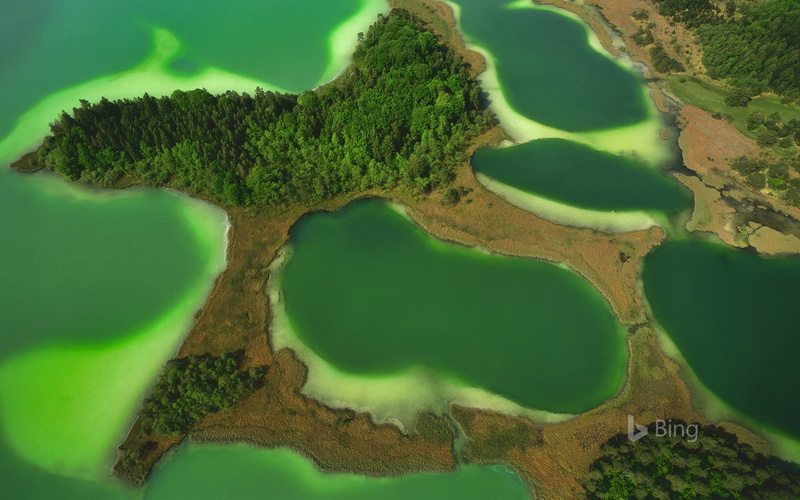 nature, green - golf course, osterseen, sport, outdoors, golf, germany, d, golf course, upper, sand trap, water, tree, green color, aerial view, 1080P