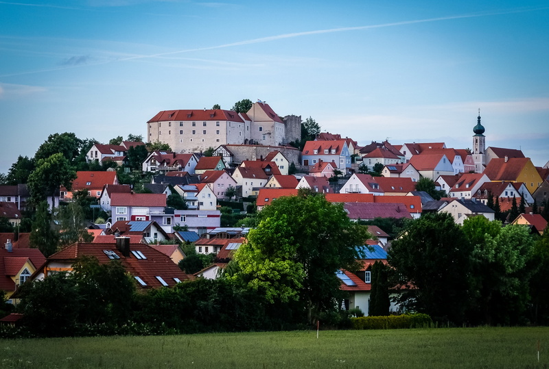 panorama, bavaria, castle, plant, house, germany, landscape, growth, tree, village, upper palatinate, market, nature, church, aerial view, townscape, built structure