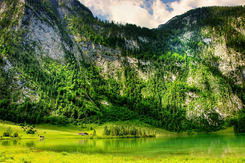 cloud - sky, mood, tourism, no people, day, salet, massif, sky, Berchtesgaden, romance, idyllic, green, upper lake, leisure, alpine, stones, Bavaria, plant