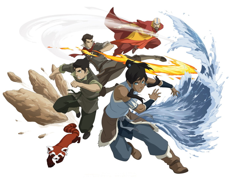 Earth, Mako (Avatar), Blue Eyes, Bold, Orange Eyes, Avatar: The Legend Of Korra, Green Eyes, Korra (The Legend Of Korra), Ferret, Air, Fire, 1080P, Pabu (Avatar)