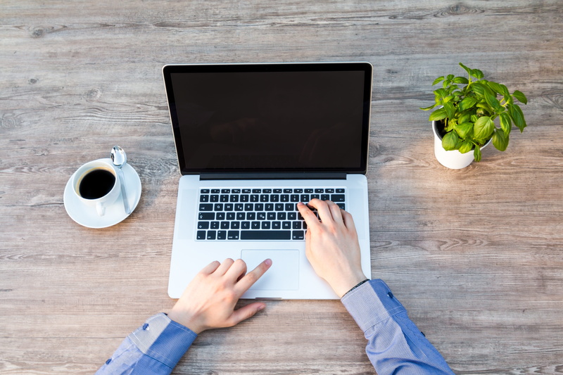 office work, business, directly above, silver, computer Keyboard, at home, wood - Material, MacBook, cutter, adult, connection, working, desk, dress shirt