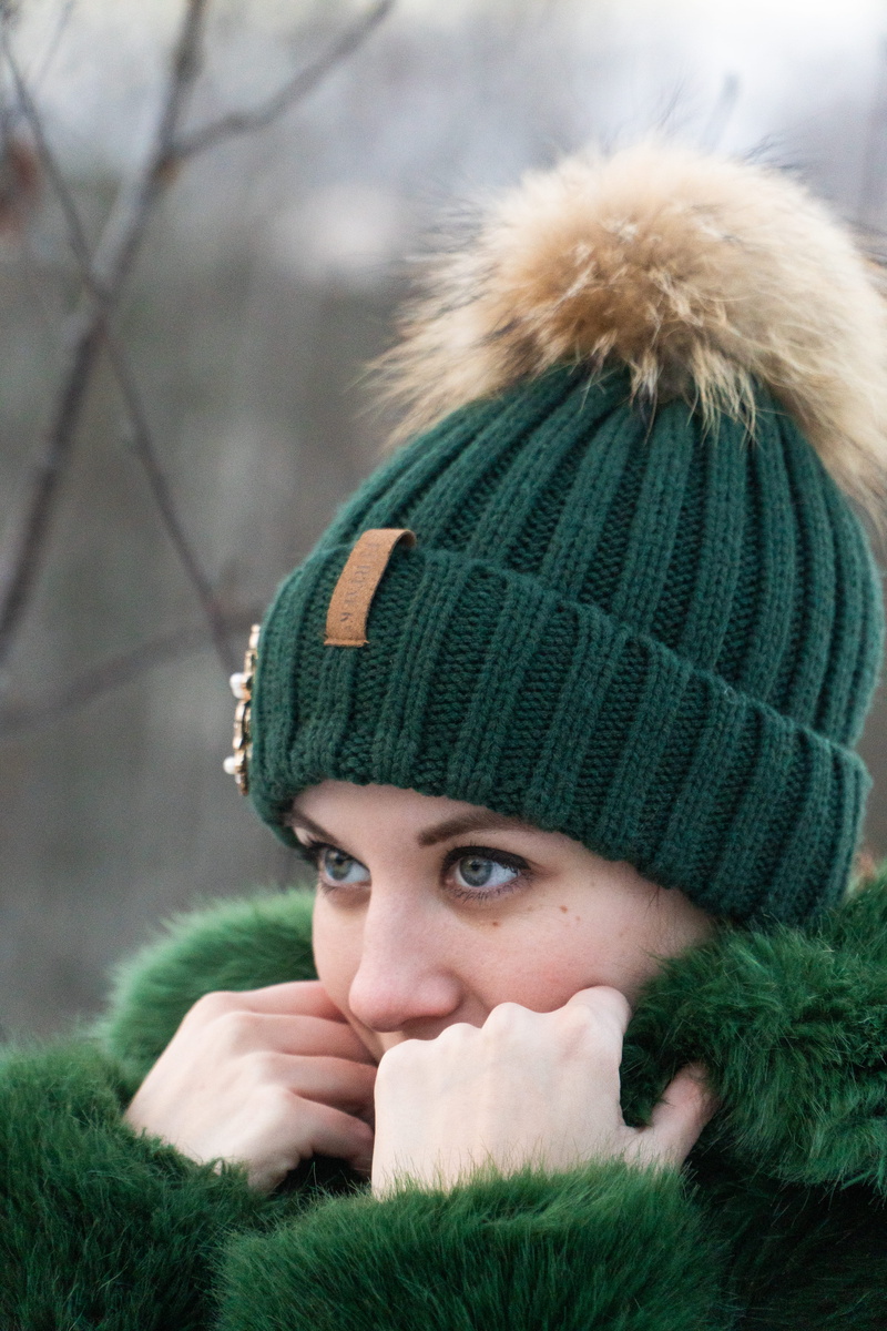 green, knit hat, warm clothing, scarf, leisure activity, chilly, green color, apparel, human, front view, hat, wool, woman, winter, looking at camera, teenager