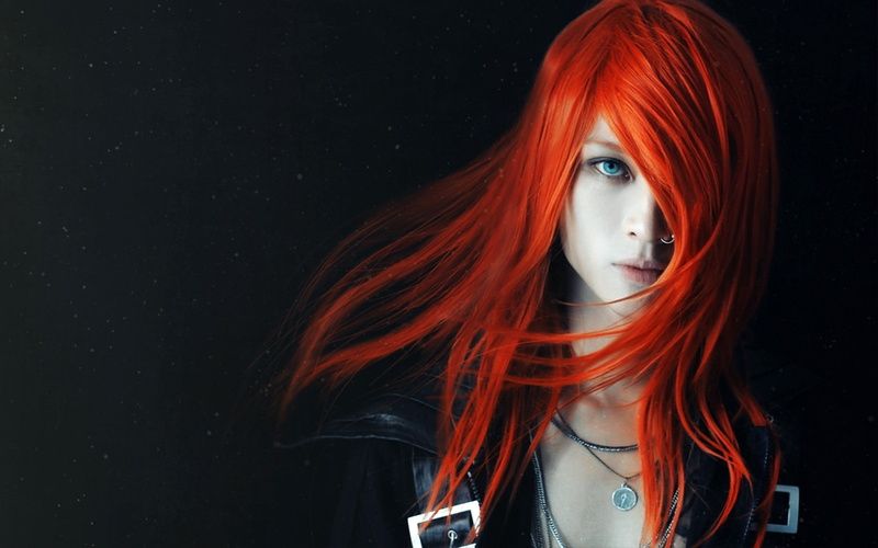 1080P, dyed red hair, one person, young adult, woman, piercing, portrait, beauty, hairstyle, adult, nose rings, redhead, long hair, young women, model