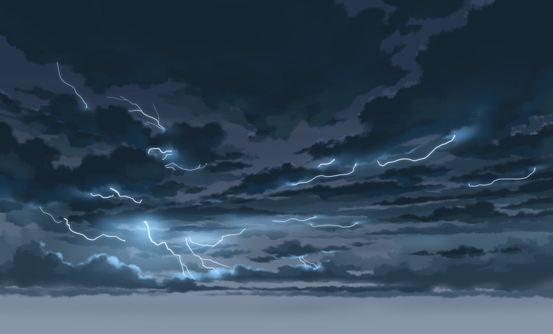 lightning, artwork, clouds, 720P, nature, Light Fairytail, sky