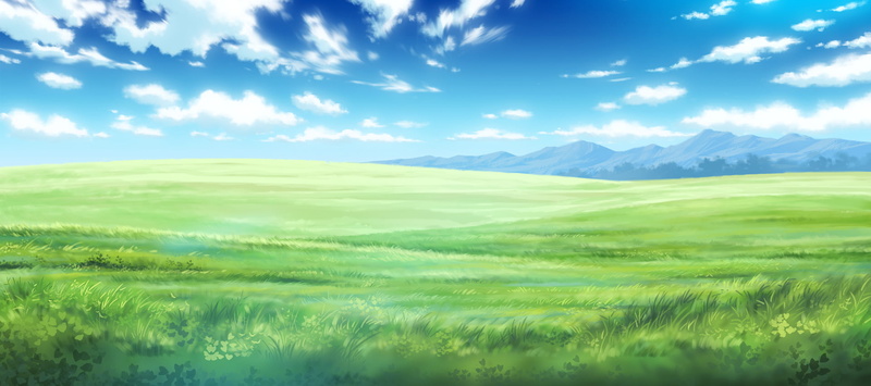 sky, Light Fairytail, nature, artwork, field, grass, 1080P, Sun