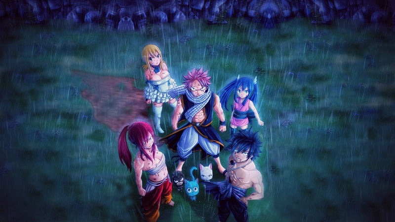 Natsu Dragneel, smiling, fantasy, men, Gray Fullbuster, caucasian Ethnicity, Wendy Marvell, lucy, fun, childhood, nature, Manga, cheerful, child, Rain