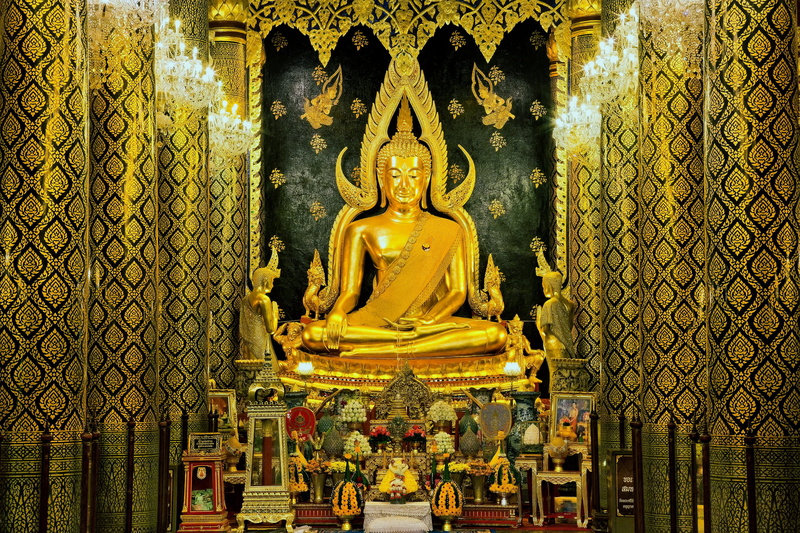 representation, place of worship, gold colored, sculpture, spirituality, architecture, statue, built structure, ornate, phitsanulok, no people, art and craft