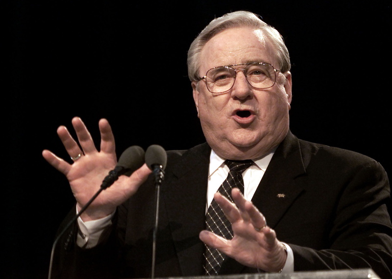 lapel, glasses, hair loss, indoors, speech, politician, portrait, human body part, candidate, s, notched, jerry falwell, adult, black background, televangelist