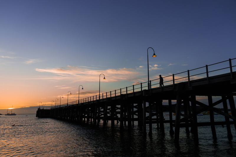 silhouette, bridge - man made structure, sunset, coffs harbour, beauty in nature, jetty beach, jetty, no people, lighting equipment, water, connection