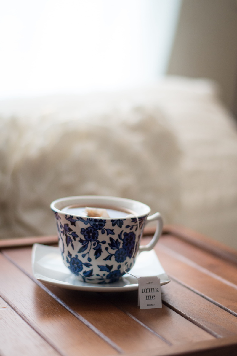 non-alcoholic beverage, morning, bag, white, food and drink, still life, indoors, beverage, floral pattern, wood - material, cup, crockery, cafe, wooden