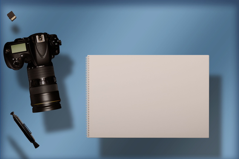 lens, photography themes, sd card, table, still life, creativity, blank, new, studio shot, modern, digital camera, vintage, blue background, old, notes