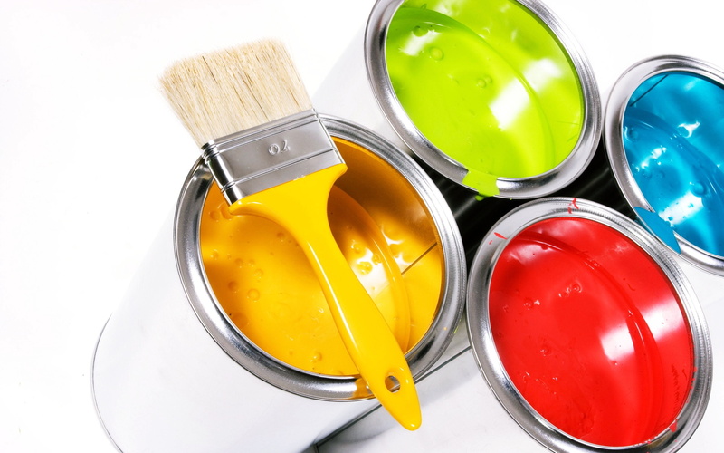 shape, shiny, painting, variation, Green, choice, high angle view, studio shot, yellow, cut out, Dyes, no people, Buckets, Daubing, white background, indoors