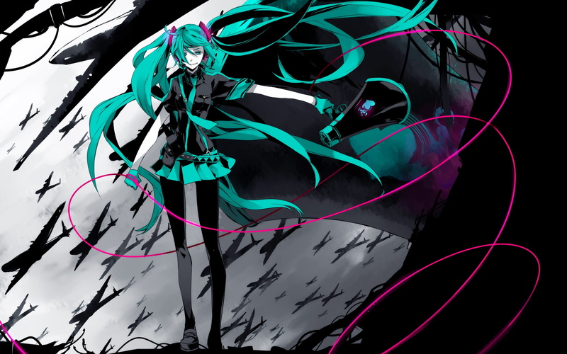 aqua, hatsune, Hatsune Miku, bottomless, hd, x, twintails, green, hot, 2K, hair, eyes, open, art, long, vocaloid, miku, anime, shirt, tie